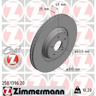 Tarcza hamulcowa ZIMMERMANN 250.1396.20 - Tarcze hamulcowe - miniaturka - grafika 1