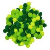 Prace ręczne dla dzieci - POMPONY poliestrowe 10mm 120 szt - LOVEART - mix zielony - miniaturka - grafika 1