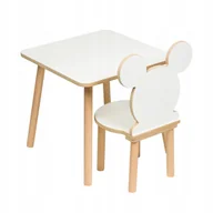 Zestawy mebli dla dzieci - Stolik i krzesełko dla dzieci 50 x 50 x 47cm zestaw mebli MDF + drewno - miniaturka - grafika 1