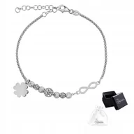 Bransoletki - Bransoletka srebro pr. 925 Rodowana Fantazja Koniczynka Nieskończoność - miniaturka - grafika 1