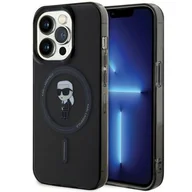 Etui i futerały do telefonów - Karl Lagerfeld Etui IML Ikonik Magsafe do iPhone 15 Pro 6,1 cala Czarny KLHMP15LHFCKNOK - miniaturka - grafika 1