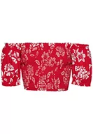 Koszulki i topy damskie - Superdry Koszula Vintage Smocked Crop Top Floral Red 44 Damski, Kwiatowy czerwony, 42 - miniaturka - grafika 1