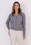 Swetry damskie - Elegancki kardigan - SWE317 szary MKM - miniaturka - grafika 1