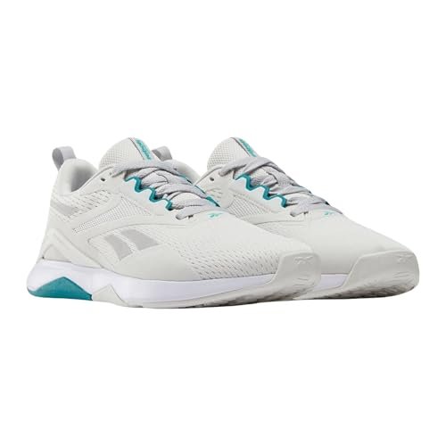 Reebok Damskie tenisówki NANOFLEX TR 2, Barely Grey/Team Teal/Obuwie białe, 8 UK, Barely Grey Team Teal Obuwie Białe, 42 EU