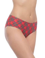 Komplety bielizny - Figi damskie bezszwowe SCOTCH SIMPLE Julimex czerwone w kratkę  S - miniaturka - grafika 1