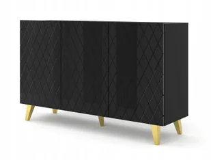 Komoda Diuna 3D 145 cm czarny połysk złote nóżki - Komody - miniaturka - grafika 1