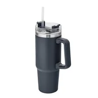 Kubki termiczne - Kubek nierdzewny termiczny do samochodu z uchwytem 880 ml granatowy - miniaturka - grafika 1