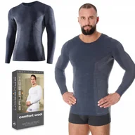 Koszulki męskie - BRUBECK LS11600 koszulka męska termo WEŁNIANA - L - miniaturka - grafika 1