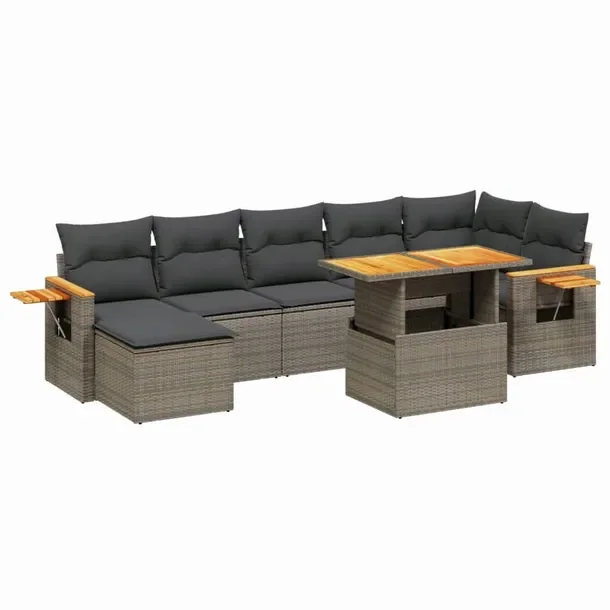 Zestaw wypoczynkowy rattan PE, szary, 55x62x69 cm