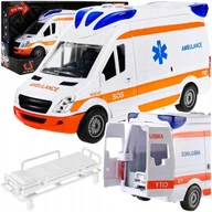 Samochody i pojazdy dla dzieci - Karetka Ambulans Dla Dzieci Pogotowie Napęd Światło Led Dźwięk Auto + Nosze - miniaturka - grafika 1