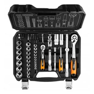 NEO-TOOLS Zestaw zestaw nasadek 1/2&quot; i 1/4&quot; 73 elementy 08 673 (08-673) - Zestawy narzędziowe - miniaturka - grafika 1