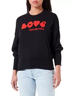Love Moschino Damski sweter z okrągłym dekoltem, czarny, rozmiar 40, czarny, 40 - Swetry damskie - miniaturka - grafika 1