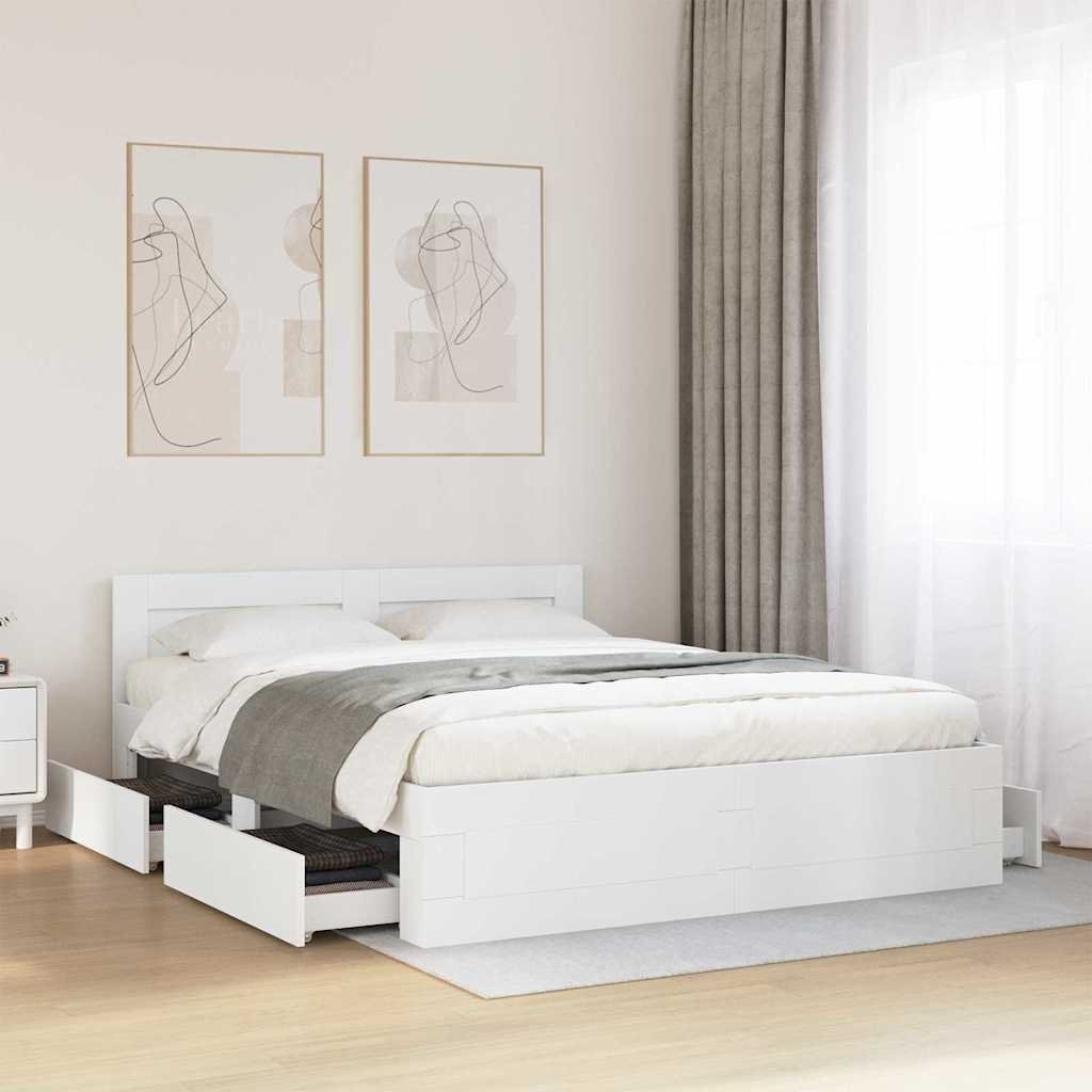 vidaXL vidaXL Ramka łóżka 2 pcs Biały 150 x 200 cm Materiał drewnopochodny