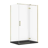 Kabiny prysznicowe - Kabina prysznicowa Cersanit Jota 120x90x195 prostokątna złoty transparentne z brodzikiem tako slim czarny mat S601-412 - miniaturka - grafika 1