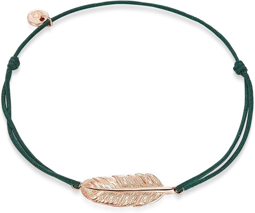 Zielona Bransoletka Pióro Piórko Srebro 925 pozłacane różowym złotem Prezent Boho