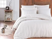 Pościel - Hobby Pościel satyna żakardowa Waffle White - miniaturka - grafika 1