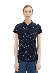 TOM TAILOR Damska koszulka polo Basic Slim Fit, 32835 - Granatowy (Offwhite Flower), XS - Koszulki i topy damskie - miniaturka - grafika 1