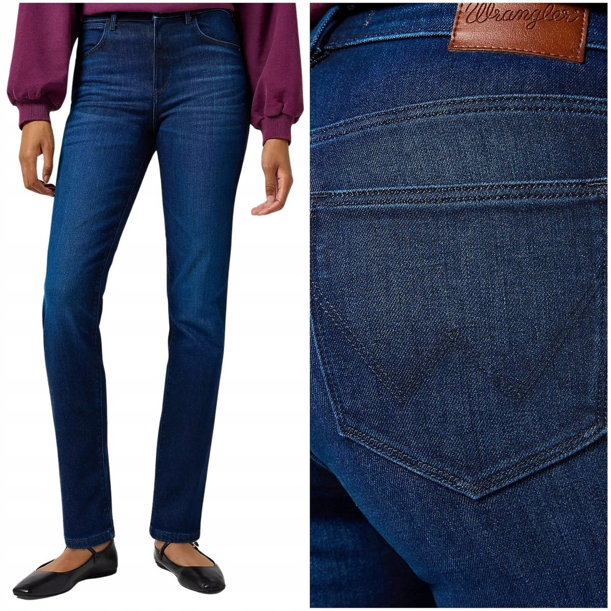 Wrangler Straight Solstice Blue proste spodnie jeansowe damskie W29 L32