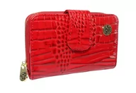 Portfele - Portfel Damski Skóra Naturalna GREGORIO Średni Z Suwakiem Piórnik Lakierowany AL-115 CZERWONY RFID 12,5 x 8,5 x 3 [cm] - miniaturka - grafika 1