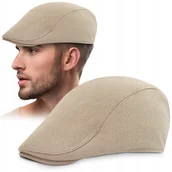 Czapki męskie - KASZKIET Męski na Lato Czapka w Krateczkę Casual BEŻOWY Pako Jeans - miniaturka - grafika 1