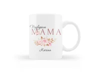 Kubki - Kubek personalizowany na dzień matki Różowe kwiaty - 330ml - miniaturka - grafika 1