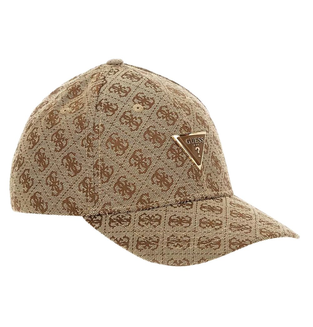 GUESS Brązowa damska czapka z daszkiem w monogram Katya