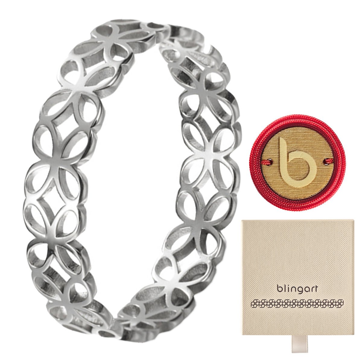 Pierścionek damski kwiaty ażurowy obrączka stal chirurgiczna BLINGART