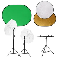 Lampy studyjne - Vidaxl Fotograficzny Zestaw Studyjny Z Oświetleniem, Tłem I Blendami - miniaturka - grafika 1