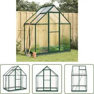 Szklarnie ogrodowe - The Living Store Szklarnia z ramą fundamentową Zielona 169x114x202 cm Aluminimum - miniaturka - grafika 1