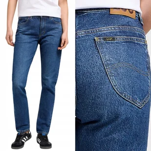 Lee RIDER JEANS SLIM STRAIGHT IndigoRevival PROSTE CIEMNY DżINS 7/8 W28 L33 - Spodnie damskie - miniaturka - grafika 1