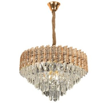 Kryształowy Żyrandol Lampa Sufitowa Wisząca Złoty E14 Glamour Salon 50 cm