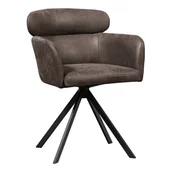 Fotele - Ciemnobrązowy tapicerowany fotel jadalniany z podłokietnikami Fenne – WOOOD - miniaturka - grafika 1