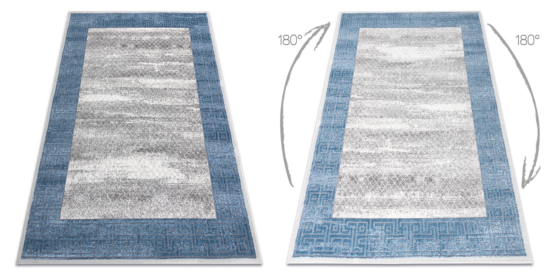 Dywan NOBLE nowoczesny 1512 68 Ramka, grecki vintage przecierany - Strukturalny, dwa poziomy runa krem / niebieski beżowy 240x330 cm