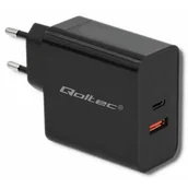 Ładowarki do telefonów - Qoltec Ładowarka sieciowa | 63W | 5-20V | 1.5-3A | USB typ C PD | USB QC 3.0 | Czarna - miniaturka - grafika 1
