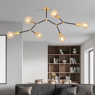 Emibig CODE 6 BLACK 1136/6 lampa sufitowa czarna złote elementy 1136/6 - Lampy sufitowe - miniaturka - grafika 3
