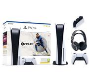 Konsole Playstation - Sony PlayStation 5 z napędem + stacja ładowania DualSense + słuchawki PULSE 3D (szary kamuflaż) + FIFA 23 - miniaturka - grafika 1