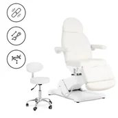Biuro i firma OUTLET - Outlet Fotel kosmetyczny + krzesło kosmetyczne 3 silniki 300 W 190 x 85 x 60 90 cm 150 kg każdy biały - Outlet Wyposażenie salonu kosmetycznego physa - miniaturka - grafika 1