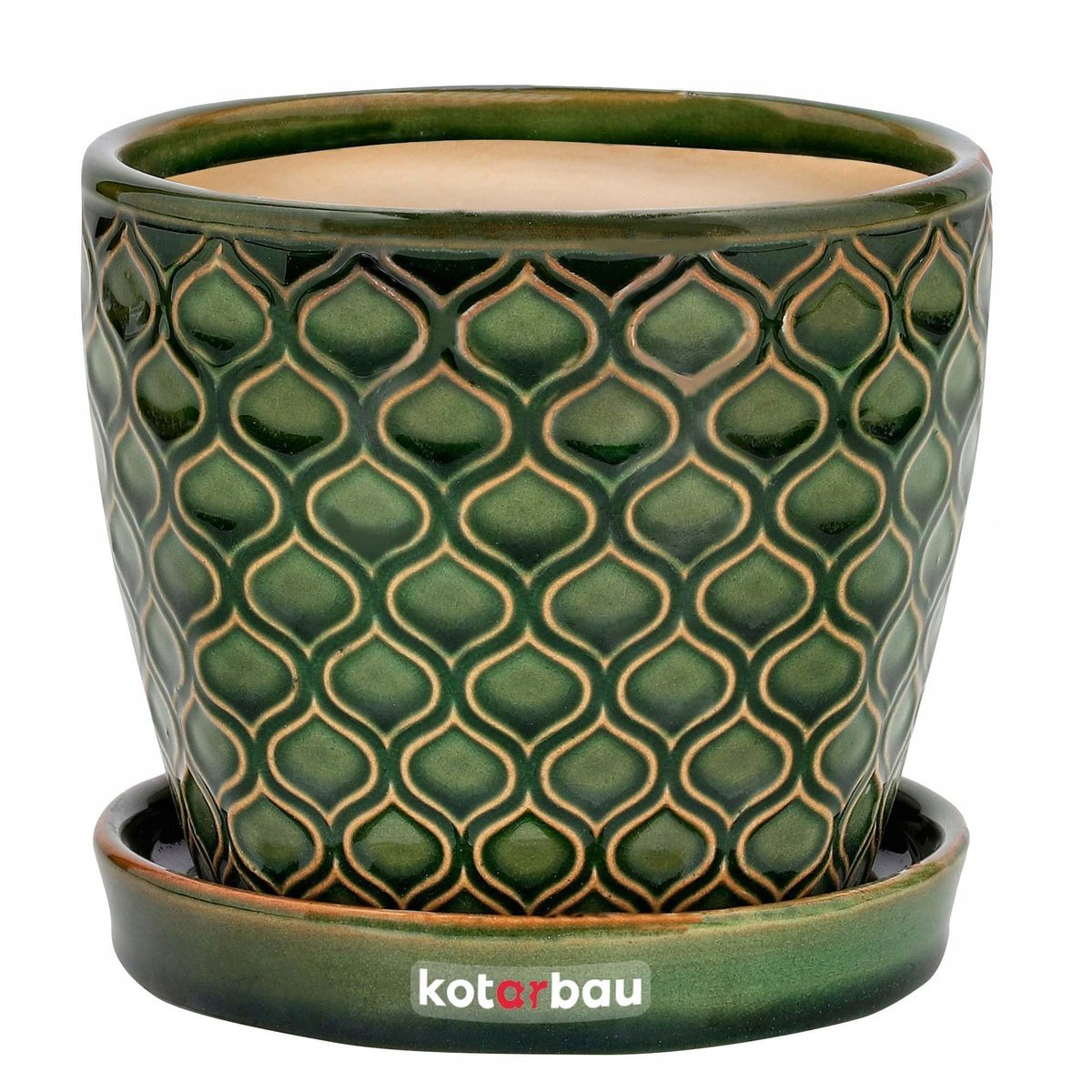 DONICZKA DONICA ⌀12CM OSŁONKA CERAMICZNA Z PODSTAWKĄ KWIATY ROŚLINY ZIELONA