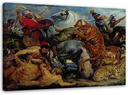 Obraz na płótnie, Polowanie na tygrysa - P. P. Rubens reprodukcja 120x80 - Obrazy i zdjęcia na płótnie - miniaturka - grafika 1