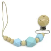 Akcesoria do smoczków - Bambino, Drewniany klips do smoczka, Niebieski - miniaturka - grafika 1