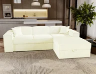 Narożniki - Sofa narożna z funkcją spania Santorini - Sofa 250 cm z funkcją spania, narożnik w kształcie litery L, rozkładana sofa - Prawa - Cream & Poso 38 - miniaturka - grafika 1