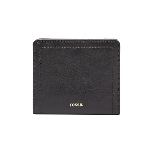 Fossil Damski skórzany portfel składany Logan RFID, - Czarny - Rozmiar Uniwersalny