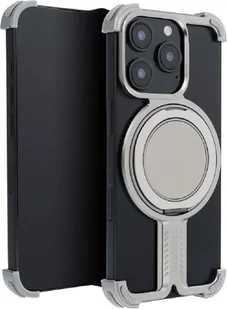 Bracket Case - solidne aluminiowe etui na telefon ze zintegrowaną podstawką pierścieniową, kompatybilne z iPhone 15 Pro Silver - Etui i futerały do telefonów - miniaturka - grafika 1