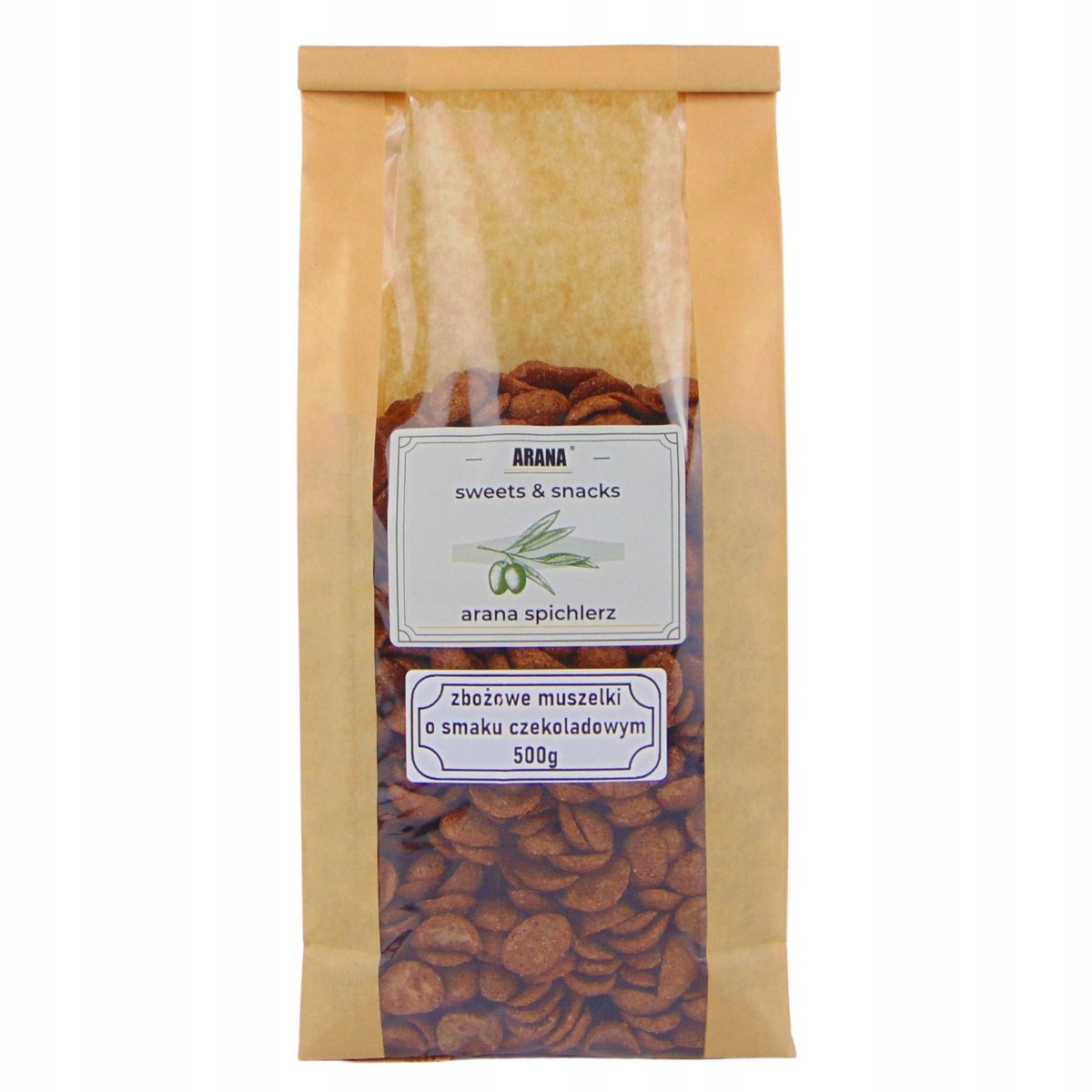 PŁATKI ŚNIADANIOWE 500g muszelki czekoladowe zbożowe