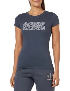 Armani Exchange Damska koszulka Pima Cotton Crew Neck Logo Block Tee, Racing, L - Koszulki i topy damskie - miniaturka - grafika 1