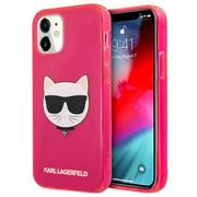 Etui i futerały do telefonów - Karl Lagerfeld KLHCP12SCHTRP iPhone 12 mini 5,4" różowy/pink hardcase Glitter Choupette Fluo - miniaturka - grafika 1