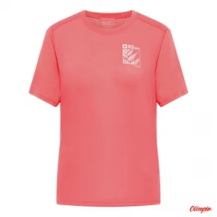 Koszulka Damska Jack Wolfskin Vonnan Graphic Explore - Sunset Coral - Koszulki i topy damskie - miniaturka - grafika 1