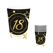 Dekoracje i nakrycia stołu na imprezę - KUBECZKI PAPIEROWE 18 URODZINY CZARNE 240ml 6szt - miniaturka - grafika 1