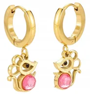 Biżuteria dla dzieci - ZŁOTE KOLCZYKI WISZĄCE DLA DZIECI MYSZKI STAL SZLACHETNA CHIRURGICZNA 316L - miniaturka - grafika 1