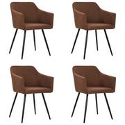 Krzesła - vidaXL Krzesła stołowe, 4 szt., brązowe, tapicerowane tkaniną - miniaturka - grafika 1